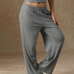Ribbed Baggy Pants Beige Grey