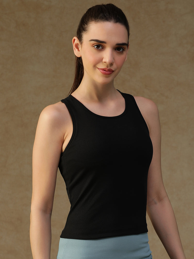 Built In Bra Racer Back Top Black