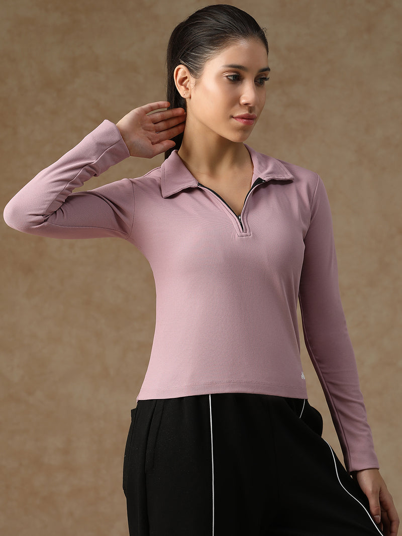 Aero Zip Polo T-shirt Lavender