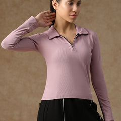 Aero Zip Polo T-shirt Lavender
