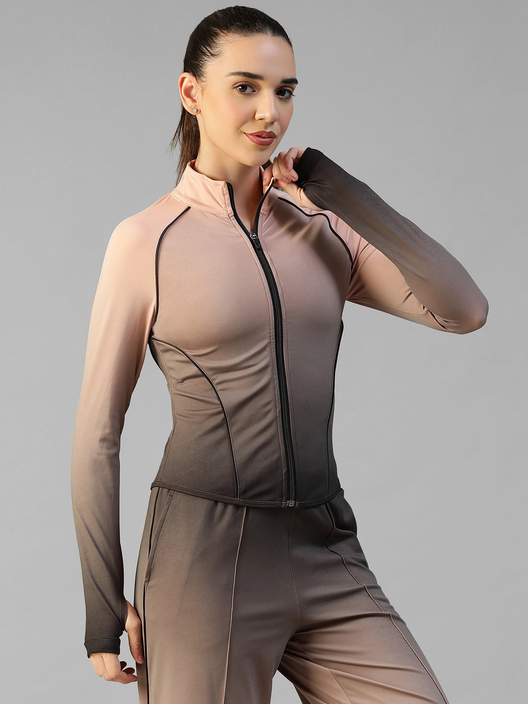 Flow Piping Dual Tone Jacket Peach