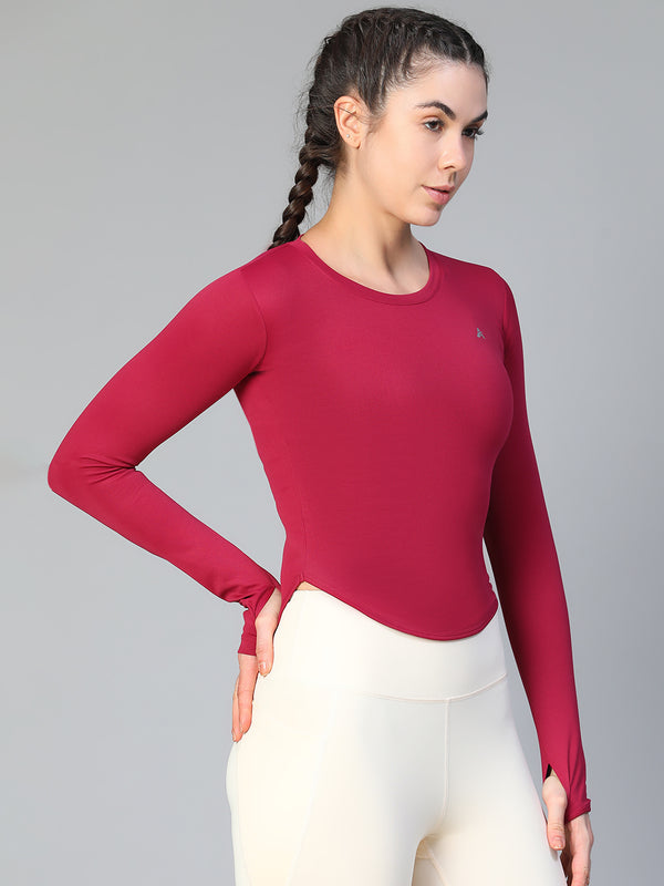 Bodycon Thumbhole T-shirt Maroon