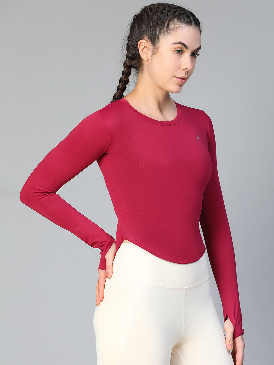 Bodycon Thumbhole T-shirt Maroon