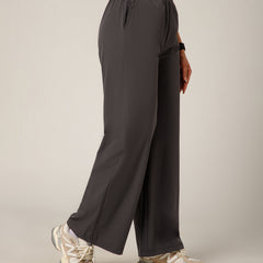 Elastic Waist Crinkle Baggy Pants Grey