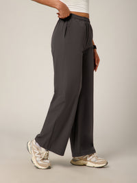 Elastic Waist Crinkle Baggy Pants Grey