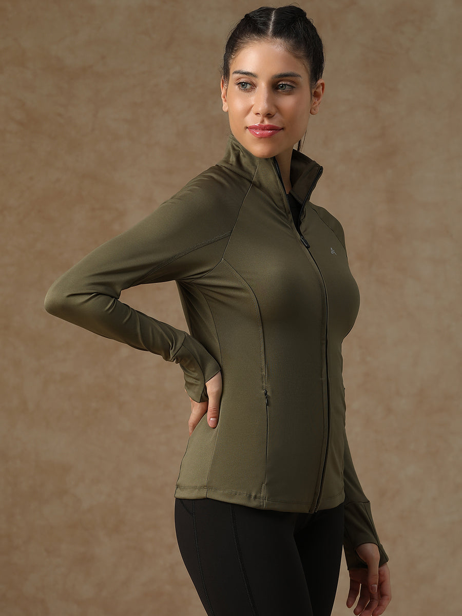Midriff Crop Jacket Olive