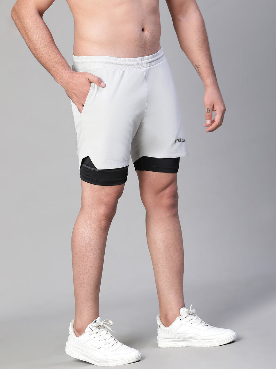 2 in 1 Lining Shorts Gray Athlisis Sports