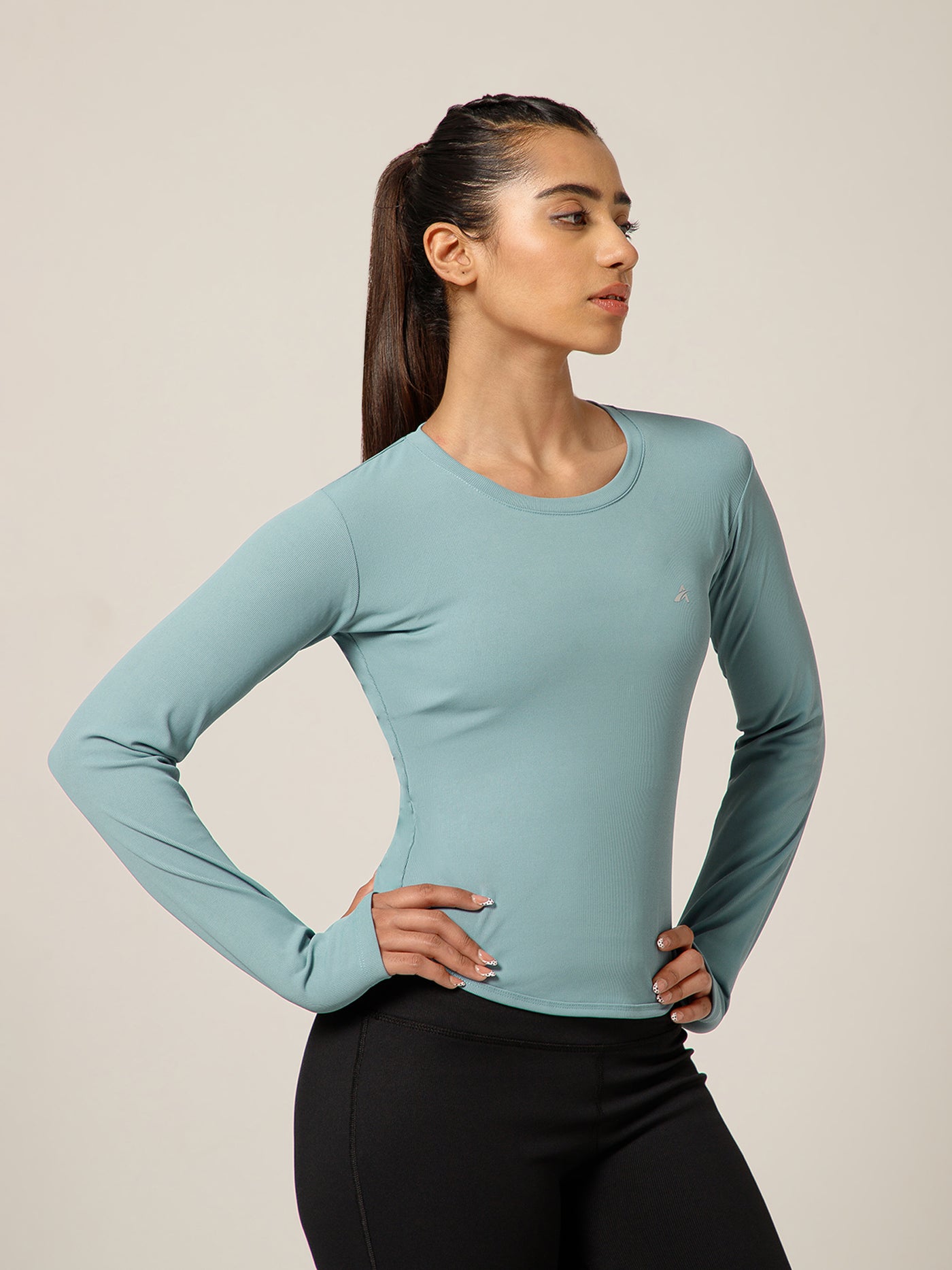 Bodycon Thumbhole T-shirt Ice Blue