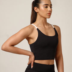Cross Back Built In Bra Top Black