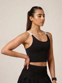 Cross Back Built In Bra Top Black