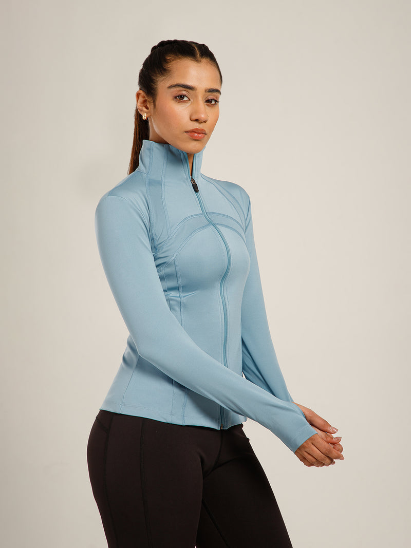 Defined Seam Zip Jacket Ice Blue