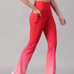Dual Tone Flare Pant Hot Pink