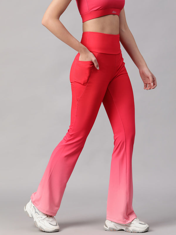 Dual Tone Flare Pant Hot Pink