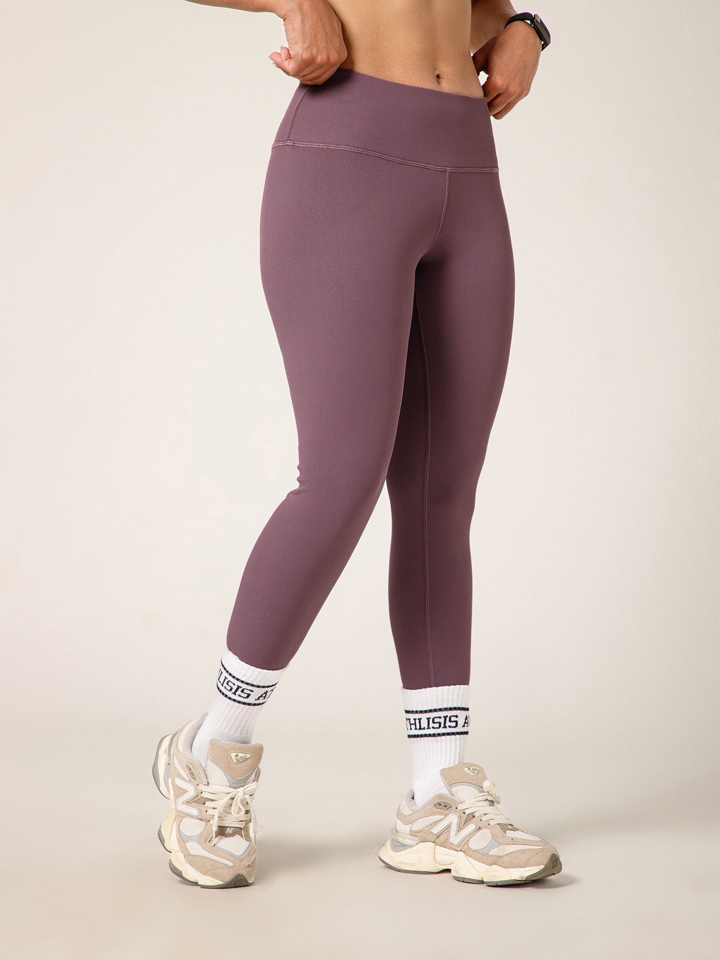 Ribbed High Waist Leggings Purple
