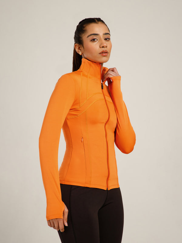 Defined Seam Zip Jacket Orange