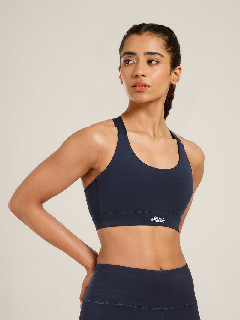 Y Adjustable Sports Bra Navy