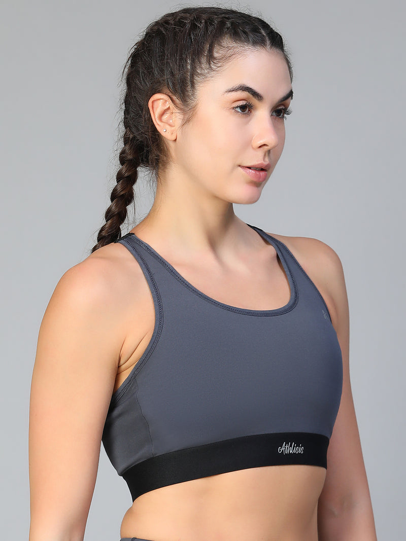 Ruched Sports Bra Gray
