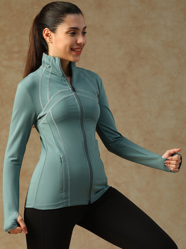 Ergonomic Seam Zip Jacket Green