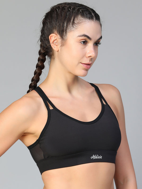 Mesh X-Back Bra Black