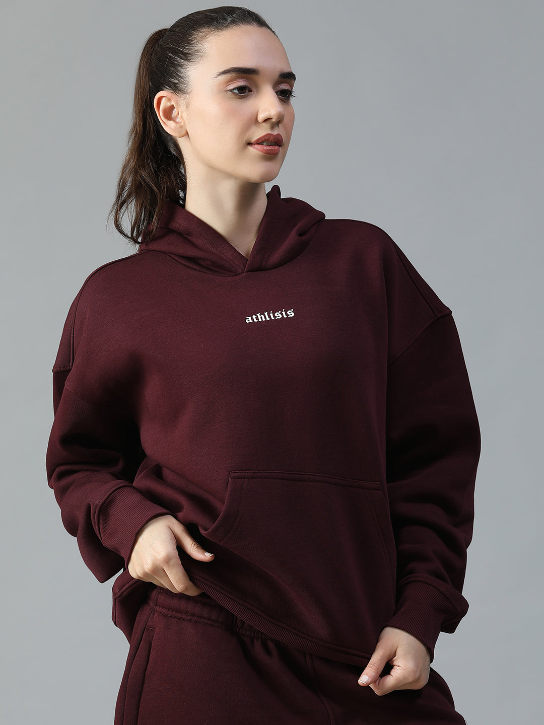 Fleez Oversized Hoodie Maroon