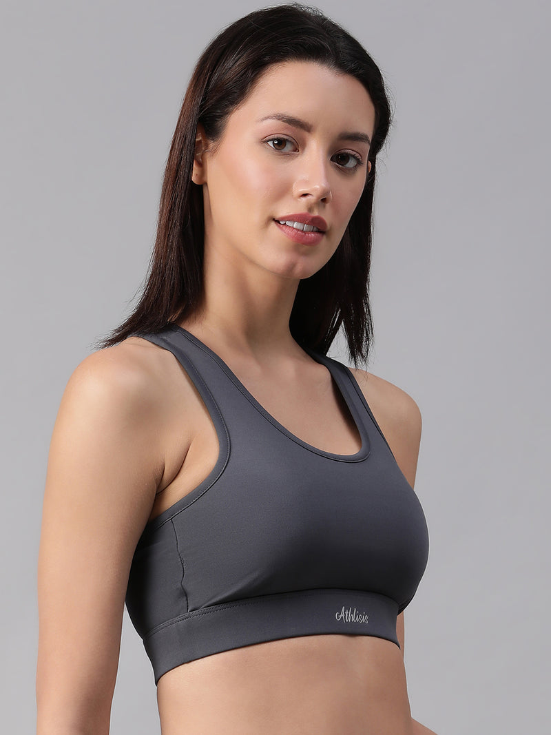 Minimalist Cutout Sports Bra Gray