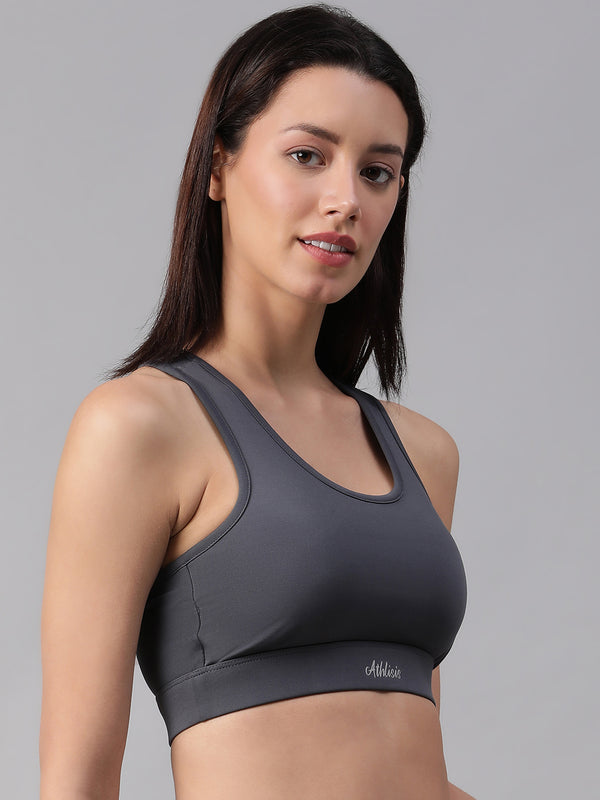 Minimalist Cutout Sports Bra Gray
