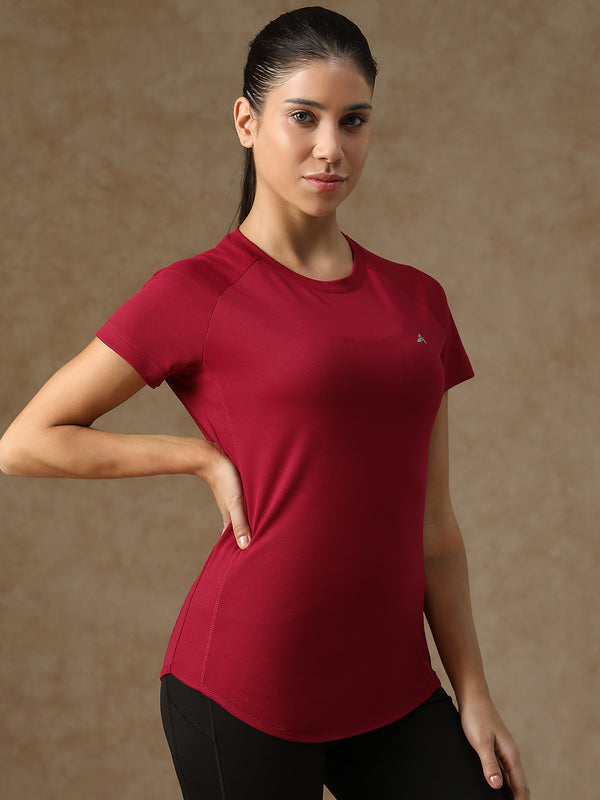 V Panel T-Shirt Maroon