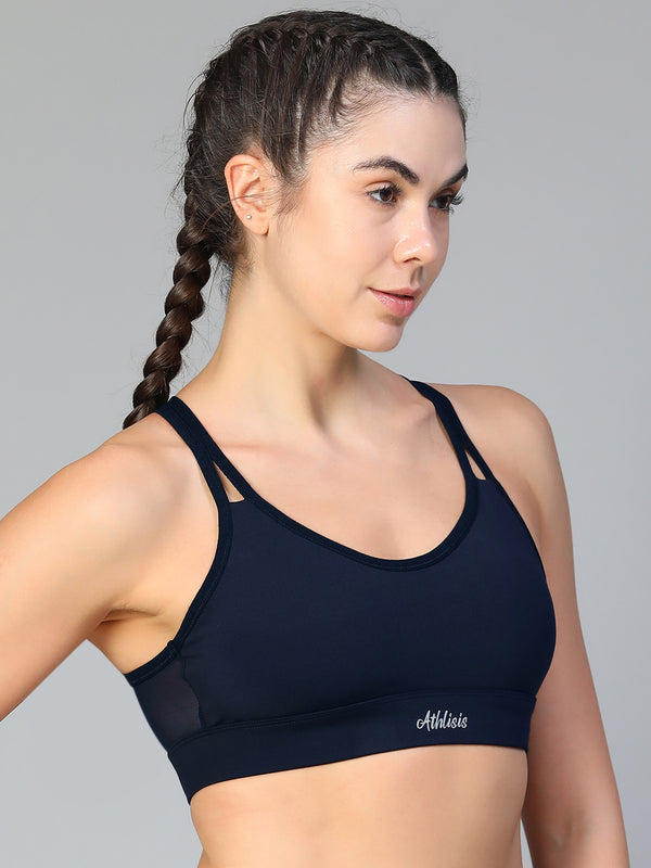 Mesh X-Back Bra Navy