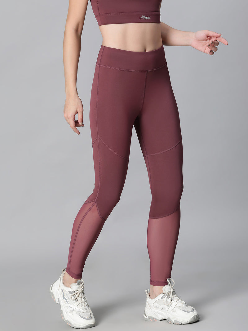 Geometric Mesh Leggings Mauve