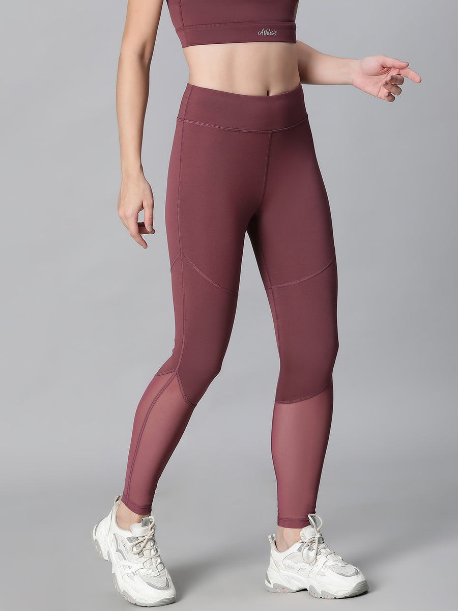 Geometric Mesh Leggings Mauve