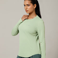 Curved Hem Full Sleeve T-Shirt Olive