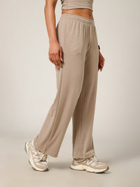 Ribbed Baggy Pants Beige