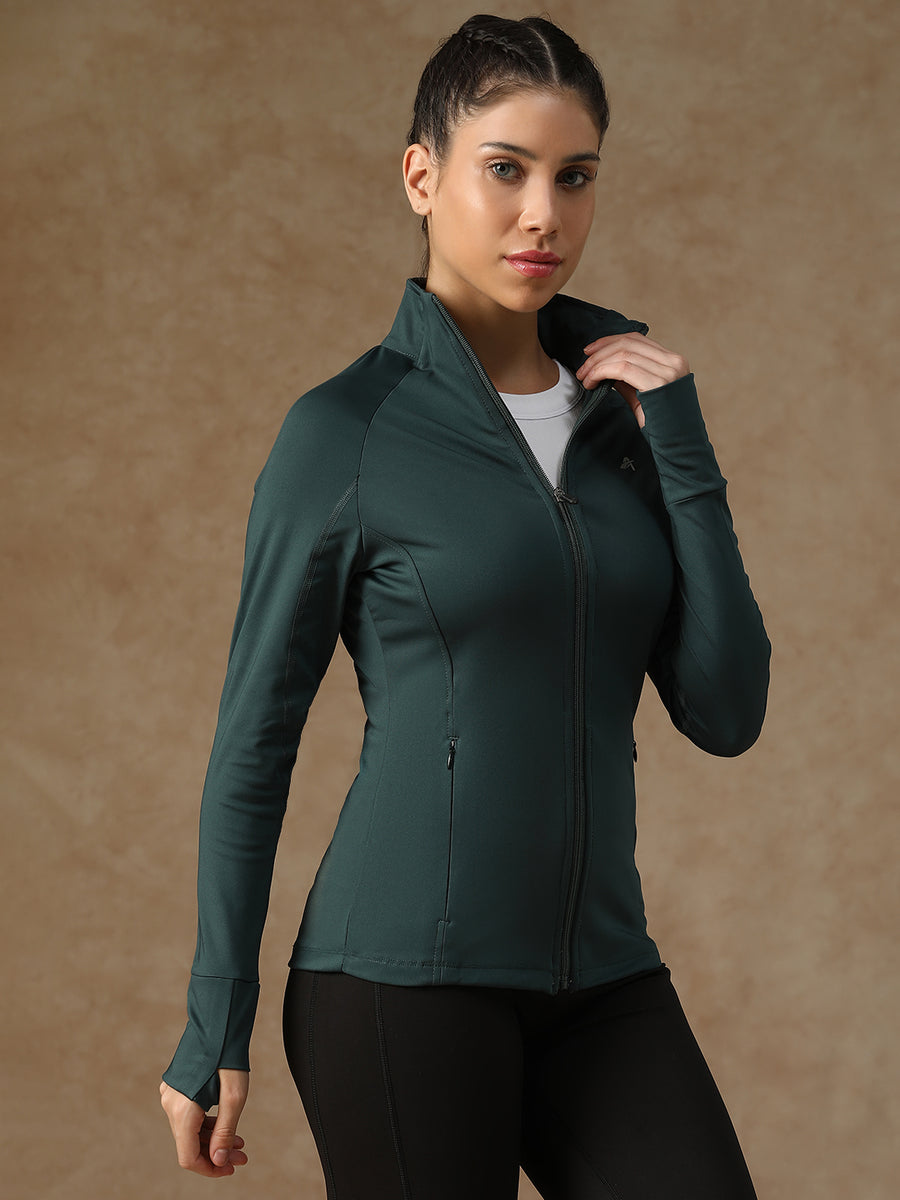 Midriff Crop Jacket Green