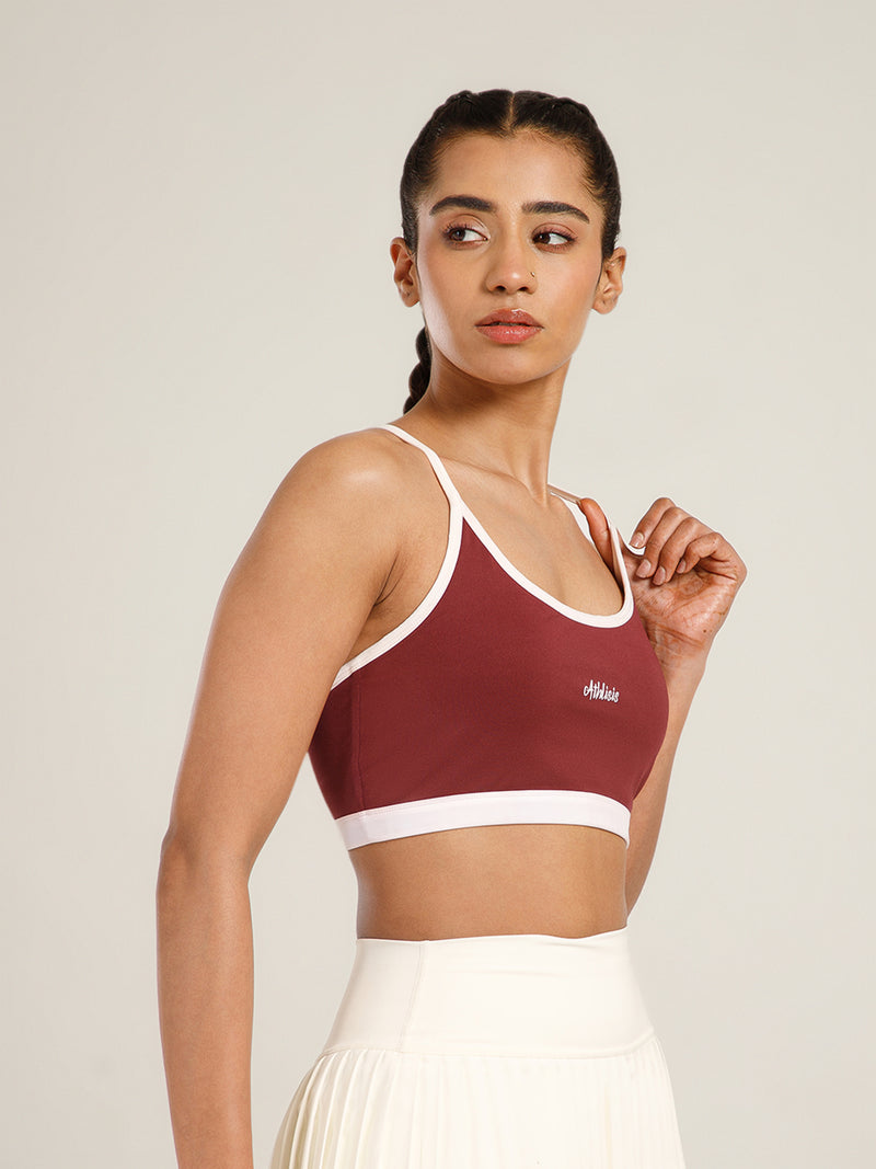 Flow Piping Sports Bra Maroon