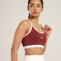 Flow Piping Sports Bra Maroon