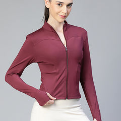 Sculpt Crop Jacket Maroon