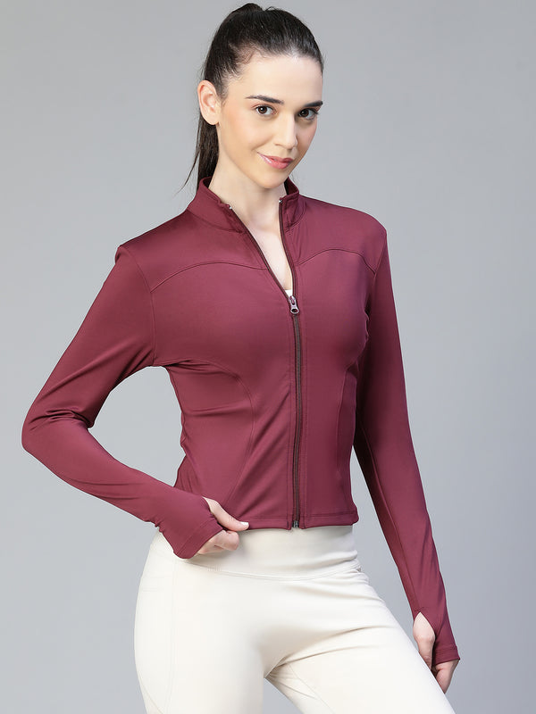 Sculpt Crop Jacket Maroon