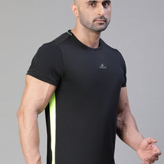 Contrast Side Panel T-Shirt Black