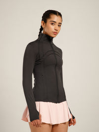 Defined Seam Zip Jacket Black