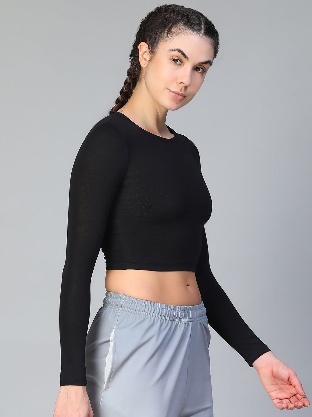 Essential Full Sleeve Crop top Black
