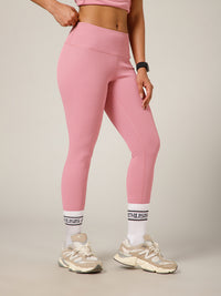 Ribbed High Waist Leggings Pink