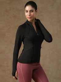 Midriff Crop Jacket Black