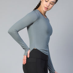 Bodycon Thumbhole T-shirt Gray