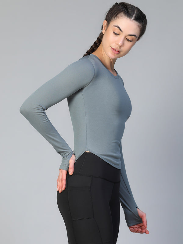 Bodycon Thumbhole T-shirt Gray