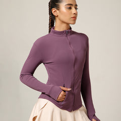 Ribbed Zip up Jacket Purple