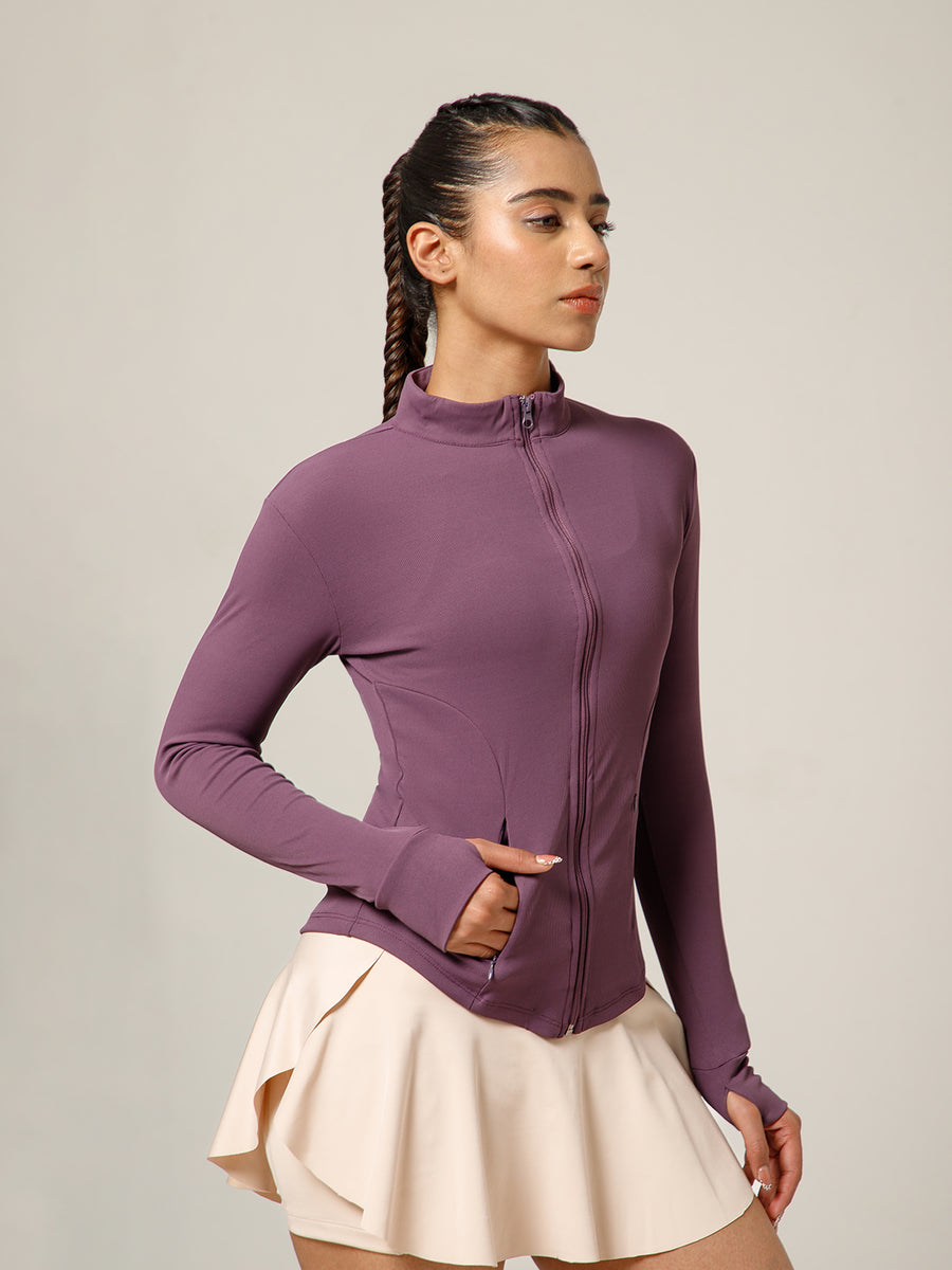 Ribbed Zip up Jacket Purple