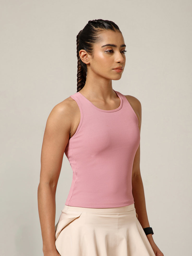 Built In Bra Racer Back Top Pink