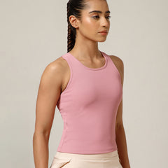 Built In Bra Racer Back Top Pink