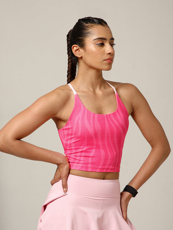 Cross Back Built In Bra Candy Pink