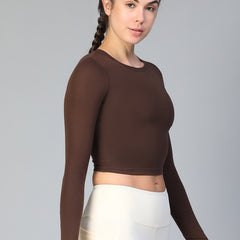 Essential Full Sleeve Crop top Brown